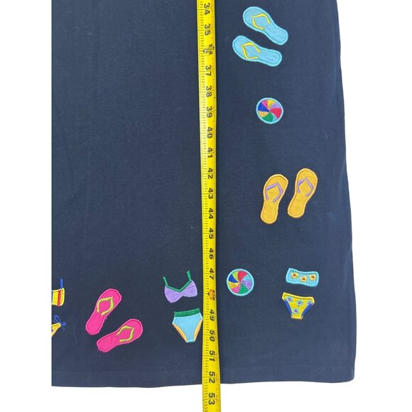 Michael Simon Lite Women's S Black Cotton Maxi Dress Beach Embroidery Summer - Picture 12 of 14